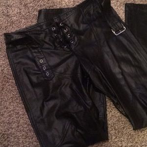 Vintage Faux Leather Lip Service Pants